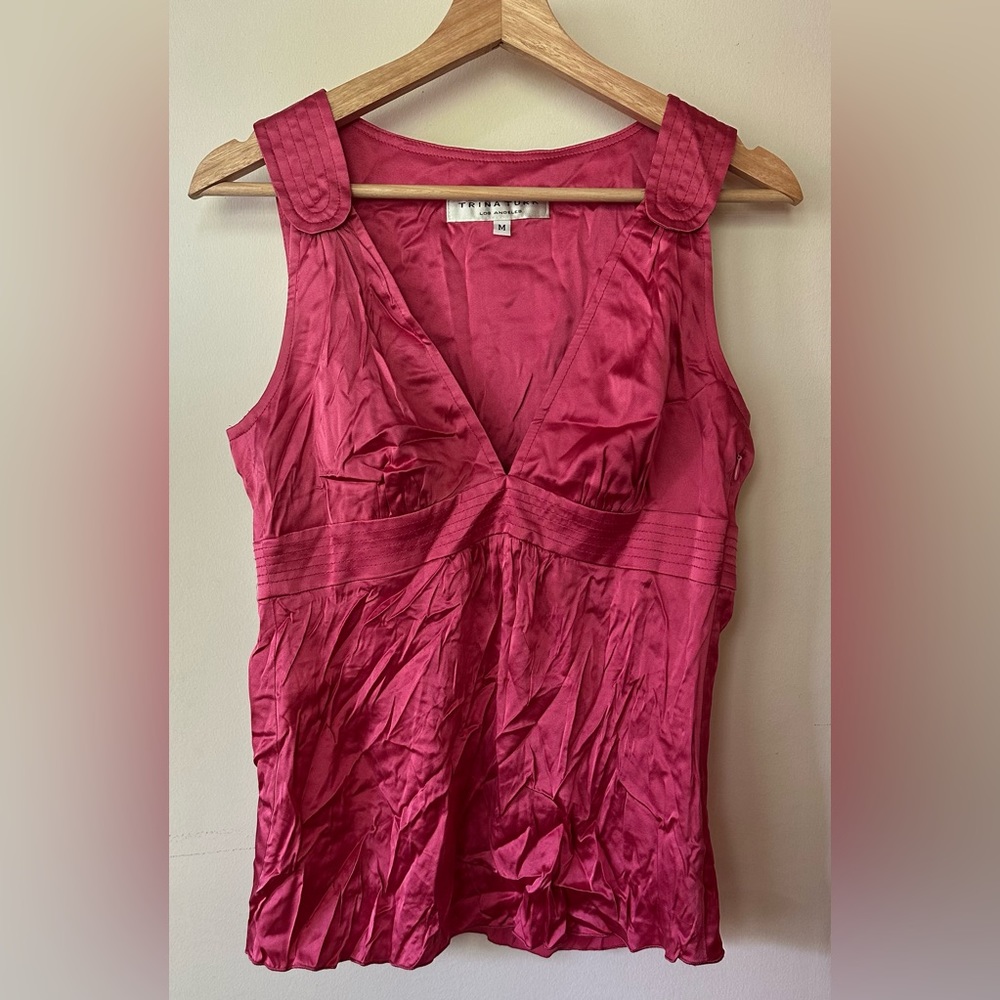 Trina Turk Barbie Pink Silk Blend Top Size M Barbiecore